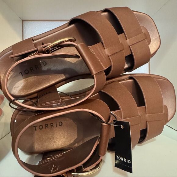 Torrid Platform Gladiator Sandals Chunky Fisherman Brown Ankle Strap Sandals - Picture 11 of 15